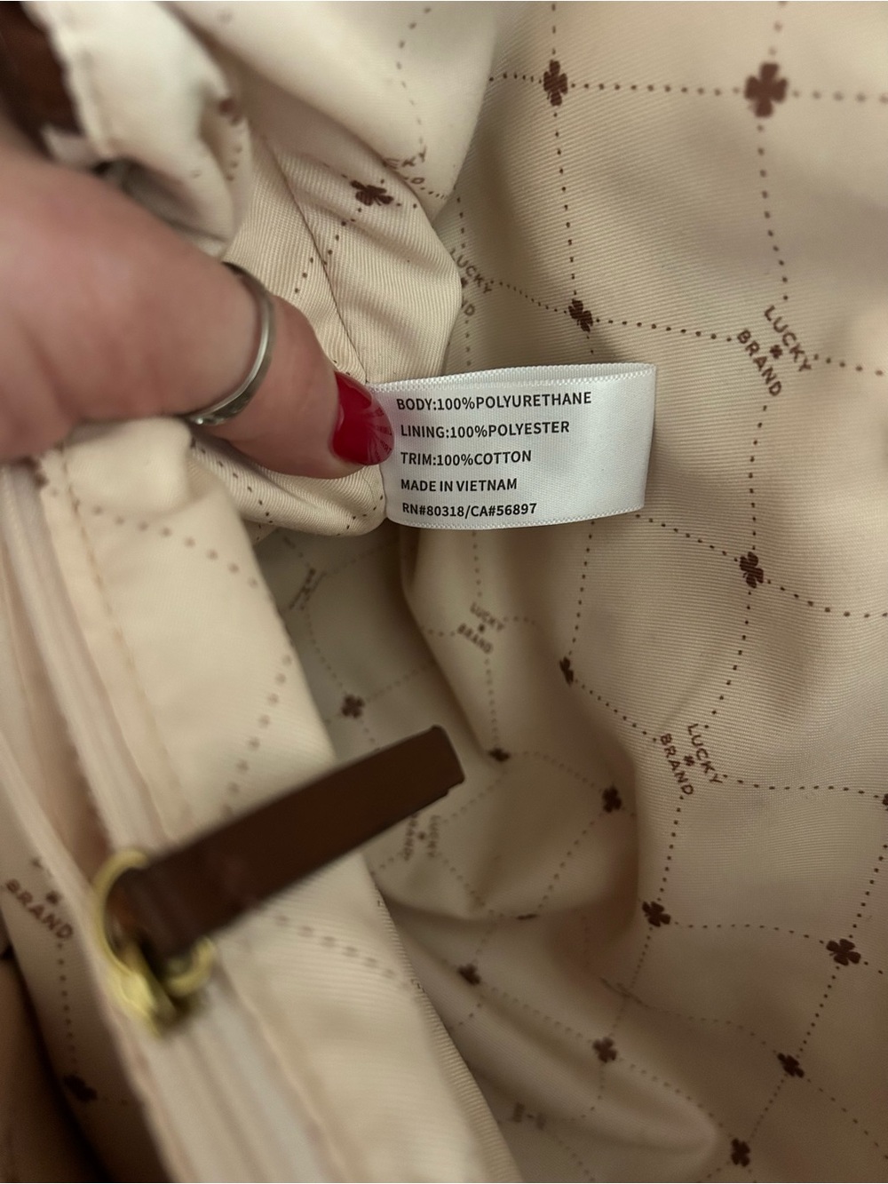 🍀EUC Lucky Brand Brown Floral Embossed Tote Carryall Shoulder Crossbody Bag - Picture 16 of 16